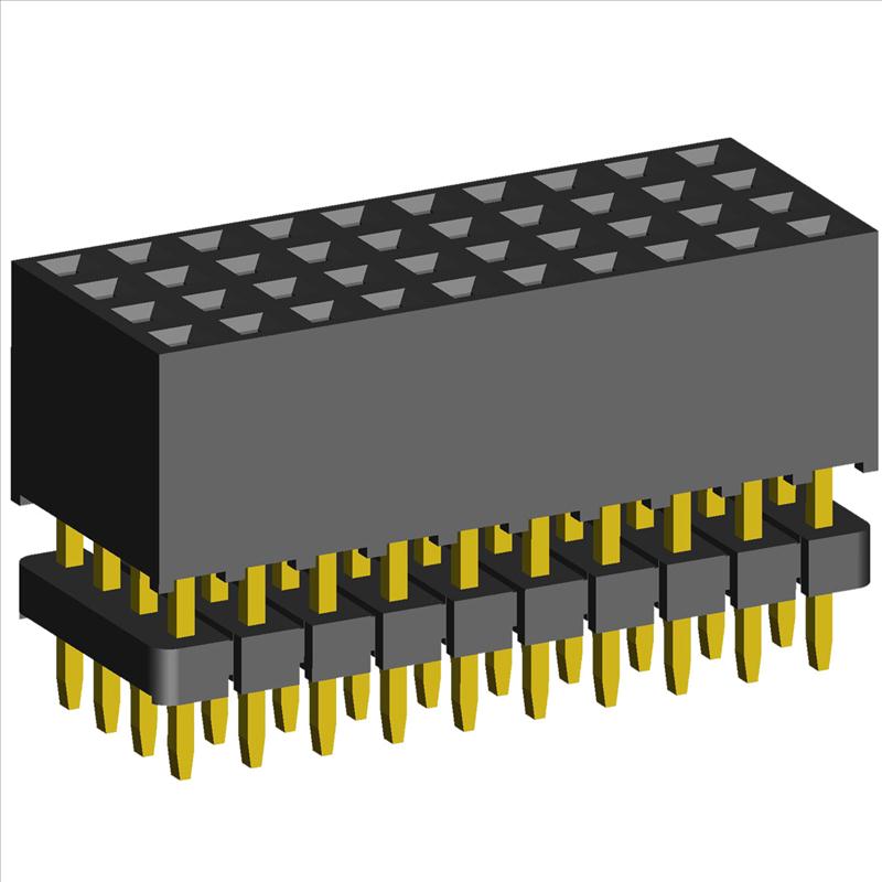 2.00mm PCB Socket Quadruple Rows Dual Body Elevated Straight Dip Type.(H=6.35)